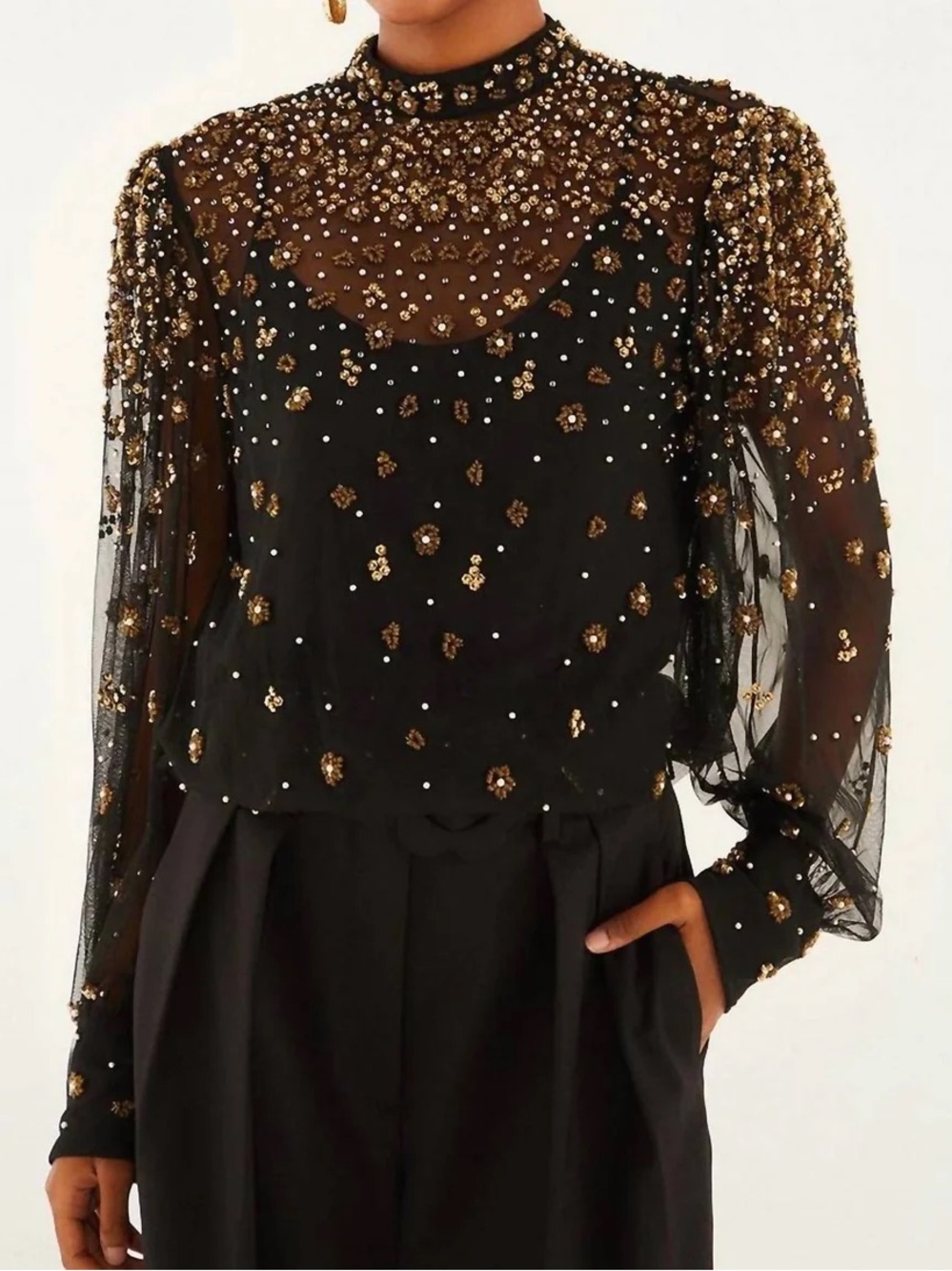 FARM RIO Embroidered Bubble Tulle Blouse NWT Size XL - Picture 3 of 7